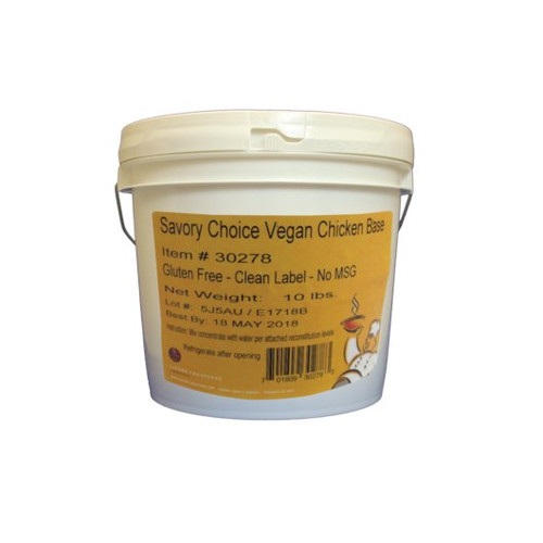 Savory Choice Reduced Sodium Vegan Chicken Base Concentrate, 10 Pound Pail